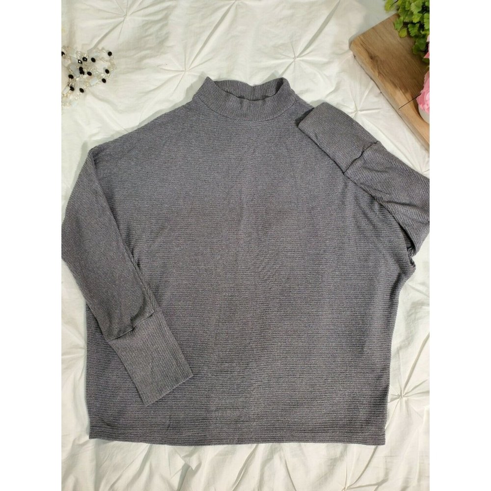 BP Womans GREY ribbed Dolman Sleeve Sweater Pullover Size L